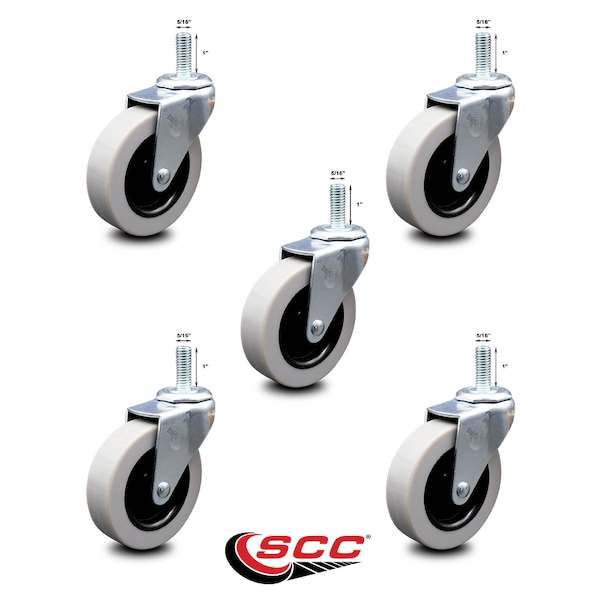 Service Caster 3 Inch Polyurethane Wheel 5/16 Inch Threaded Stem Caster, 5PK SCC-TS05S310-TPUS-5161810-5 - main